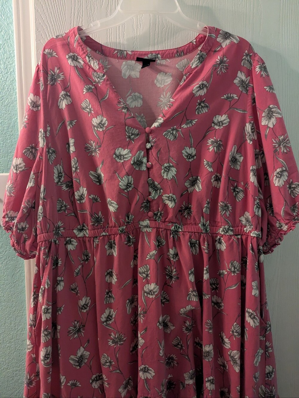 torrid Pink Floral Button-Front Casual Dress